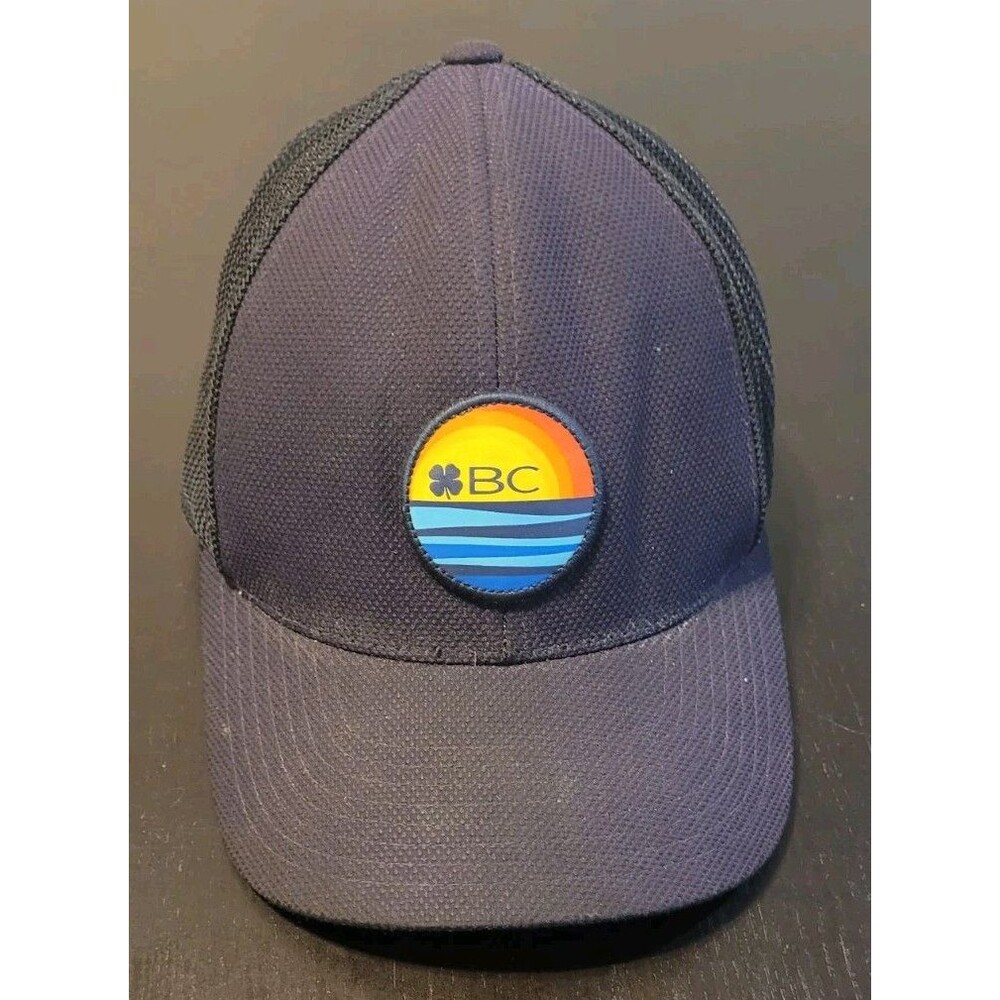 BLACK CLOVER Hat - Tropic Scene Navy Woven Patch Trucker Live Lucky Cap Snapback